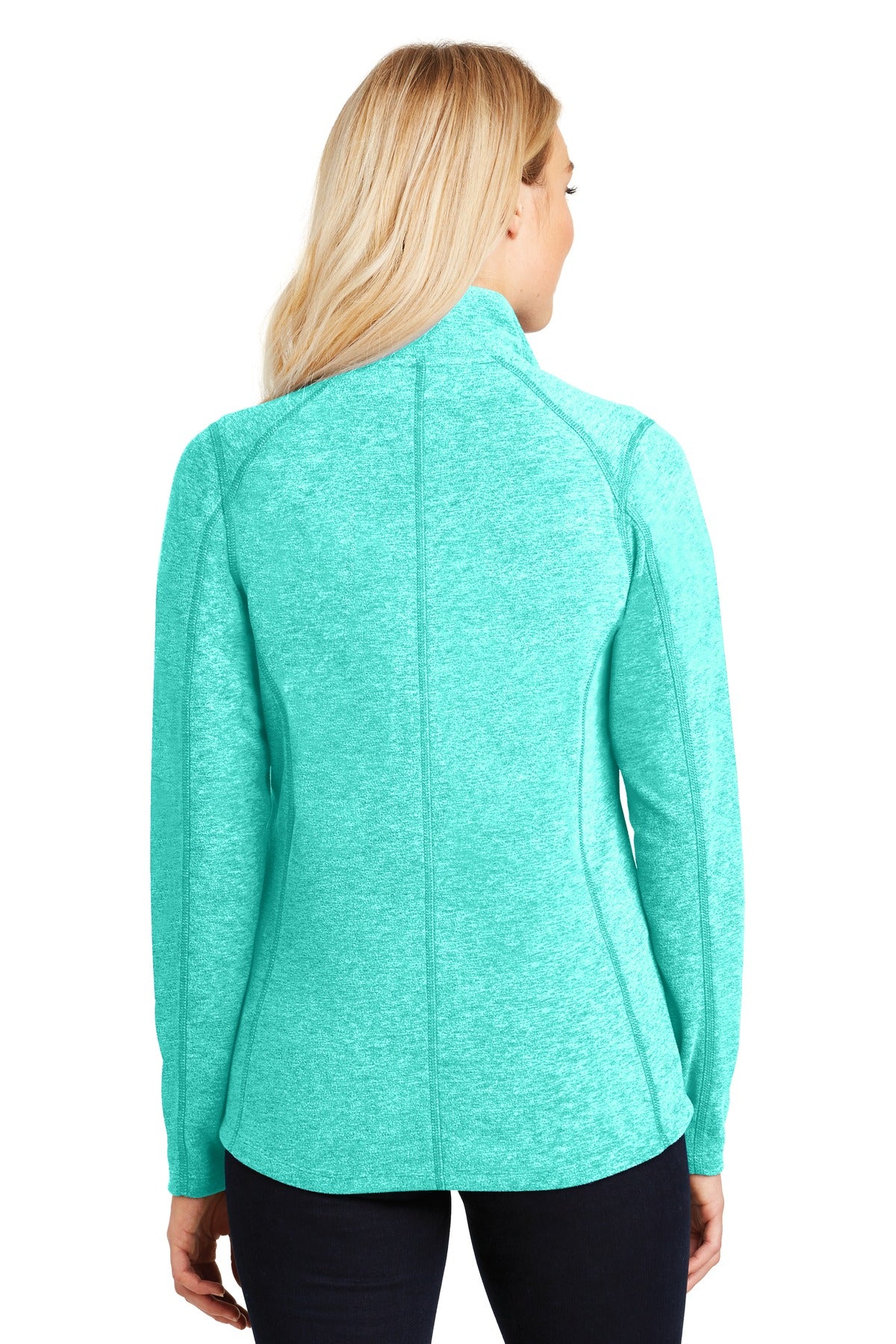 Port Authority Women's Heather Microfleece Full-Zip Jacket. L235 Aqua Green Heather