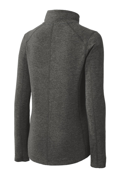 Port Authority Women's Heather Microfleece Full-Zip Jacket. L235 Black Charcoal Heather