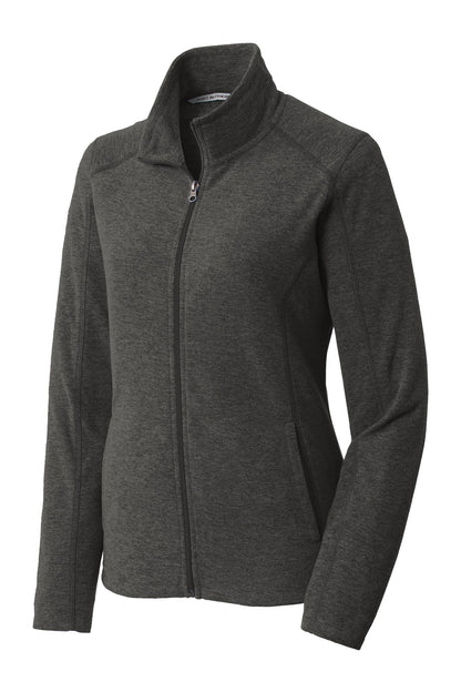Port Authority Women's Heather Microfleece Full-Zip Jacket. L235 Black Charcoal Heather