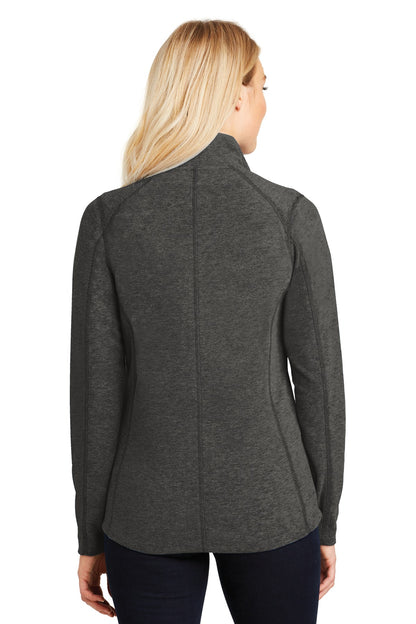 Port Authority Women's Heather Microfleece Full-Zip Jacket. L235 Black Charcoal Heather