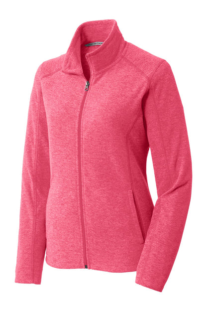 Port Authority Women's Heather Microfleece Full-Zip Jacket. L235 Pink Raspberry Heather