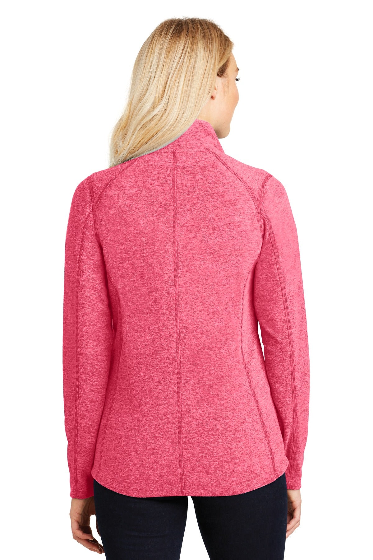 Port Authority Women's Heather Microfleece Full-Zip Jacket. L235 Pink Raspberry Heather