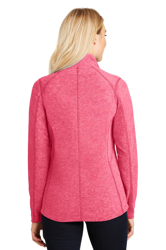 Port Authority Women's Heather Microfleece Full-Zip Jacket. L235 Pink Raspberry Heather