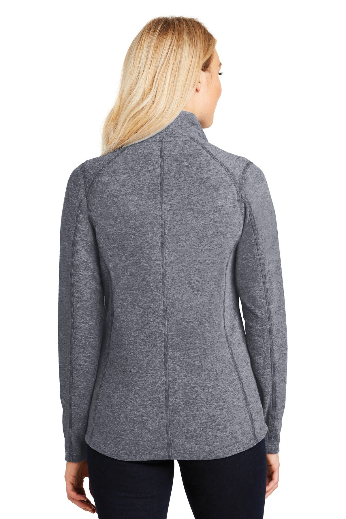 Port Authority Women's Heather Microfleece Full-Zip Jacket. L235 True Navy Heather