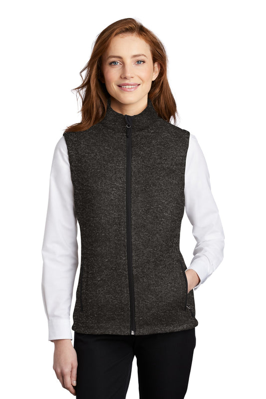 Port Authority  Women's Sweater Fleece Vest L236 Black Heather