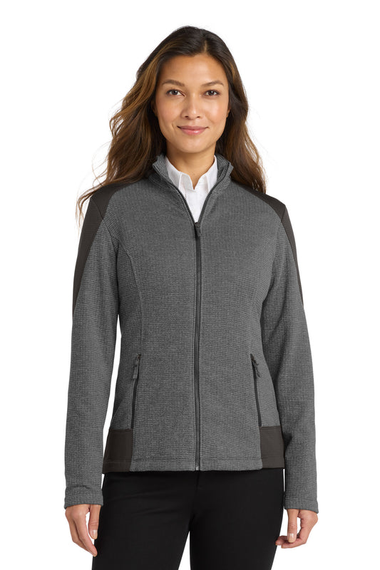 Port Authority  Women's Grid Fleece Jacket. L239 Grey Smoke Heather/ Grey Smoke