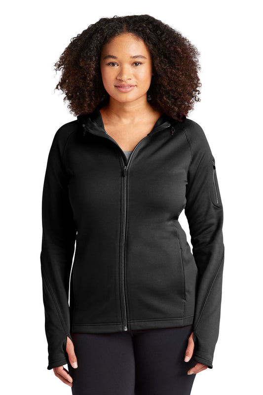 Sport-Tek Women's Tech Fleece Full-Zip Hooded Jacket. L248 Black