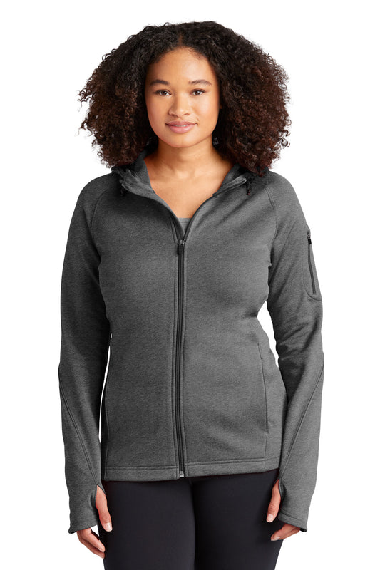 Sport-Tek Women's Tech Fleece Full-Zip Hooded Jacket. L248 Graphite Heather