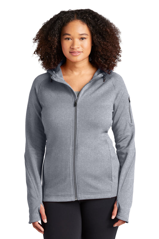 Sport-Tek Women's Tech Fleece Full-Zip Hooded Jacket. L248 Grey Heather