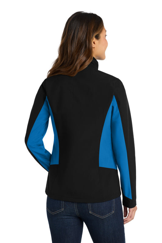 Port Authority Women's Core Colorblock Soft Shell Jacket. L318 Black/ Imperial Blue