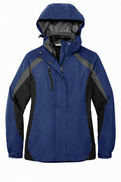 Port Authority Women's Colorblock 3-in-1 Jacket. L321 Admiral Blue/ Black/ Magnet