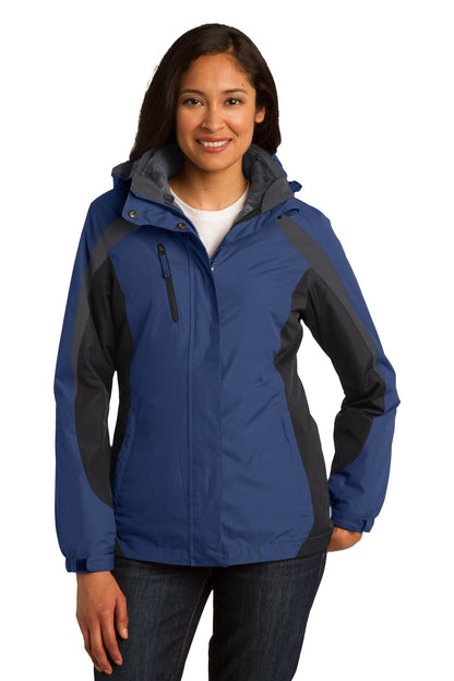 Port Authority Women's Colorblock 3-in-1 Jacket. L321 Admiral Blue/ Black/ Magnet