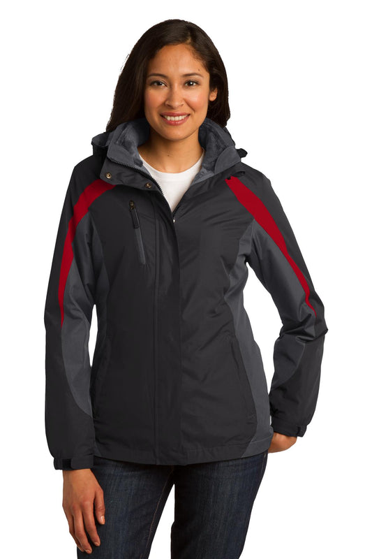 Port Authority Women's Colorblock 3-in-1 Jacket. L321 Black/ Magnet/ Signal Red