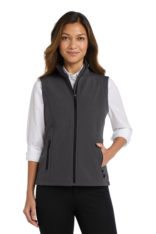 Port Authority Women's Core Soft Shell Vest. L325 Black Charcoal Heather