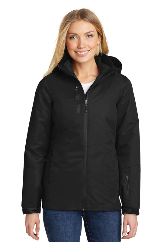 Port Authority Women's Vortex Waterproof 3-in-1 Jacket. L332 Black/ Black