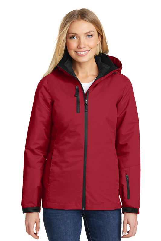 Port Authority Women's Vortex Waterproof 3-in-1 Jacket. L332 Rich Red/ Black