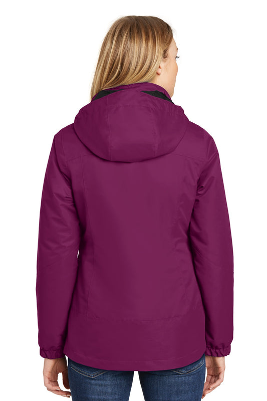 Port Authority Women's Vortex Waterproof 3-in-1 Jacket. L332 Very Berry/ Black