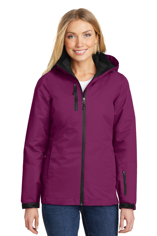 Port Authority Women's Vortex Waterproof 3-in-1 Jacket. L332 Very Berry/ Black