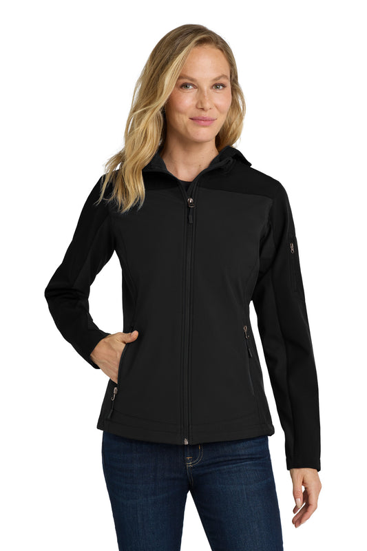 Port Authority Women's Hooded Core Soft Shell Jacket. L335 Black