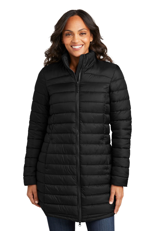 Port Authority Women's Horizon Puffy Long Jacket L365 Deep Black