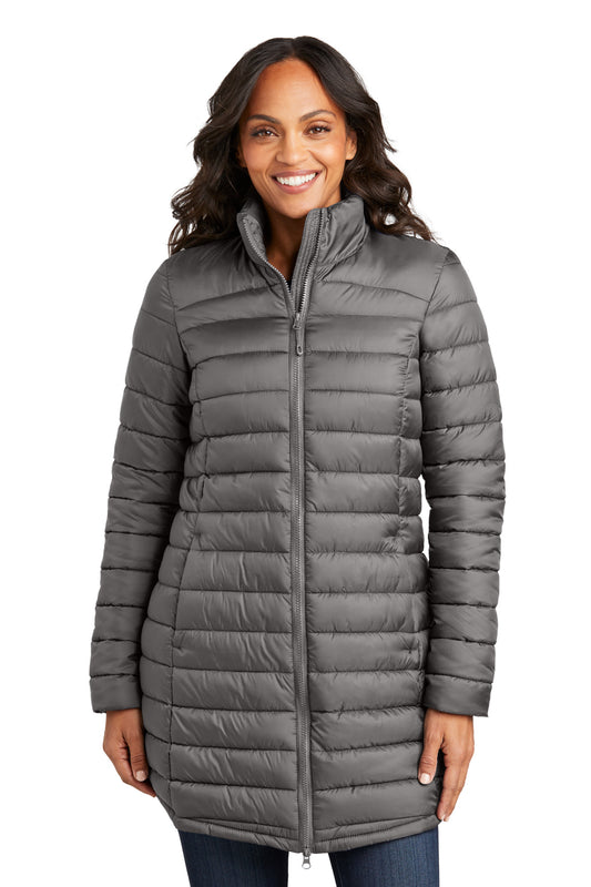 Port Authority Women's Horizon Puffy Long Jacket L365 Deep Smoke