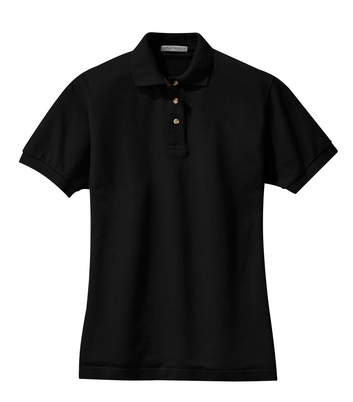 Port Authority Women's Heavyweight Cotton Pique Polo.  L420 Black
