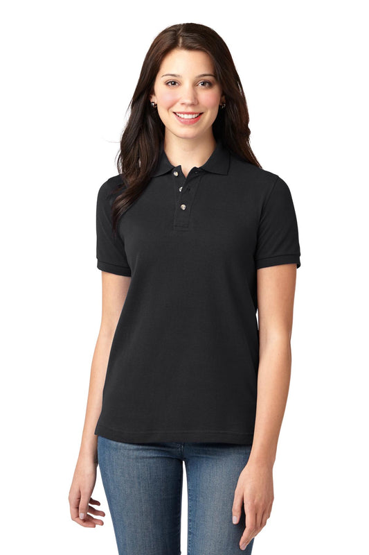 Port Authority Women's Heavyweight Cotton Pique Polo.  L420 Black