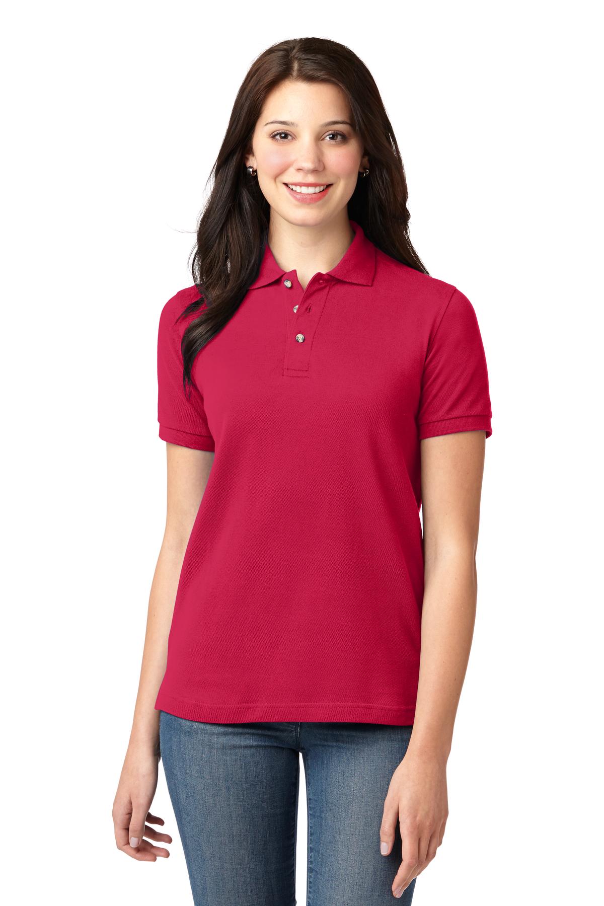 Port Authority Women's Heavyweight Cotton Pique Polo.  L420 Red
