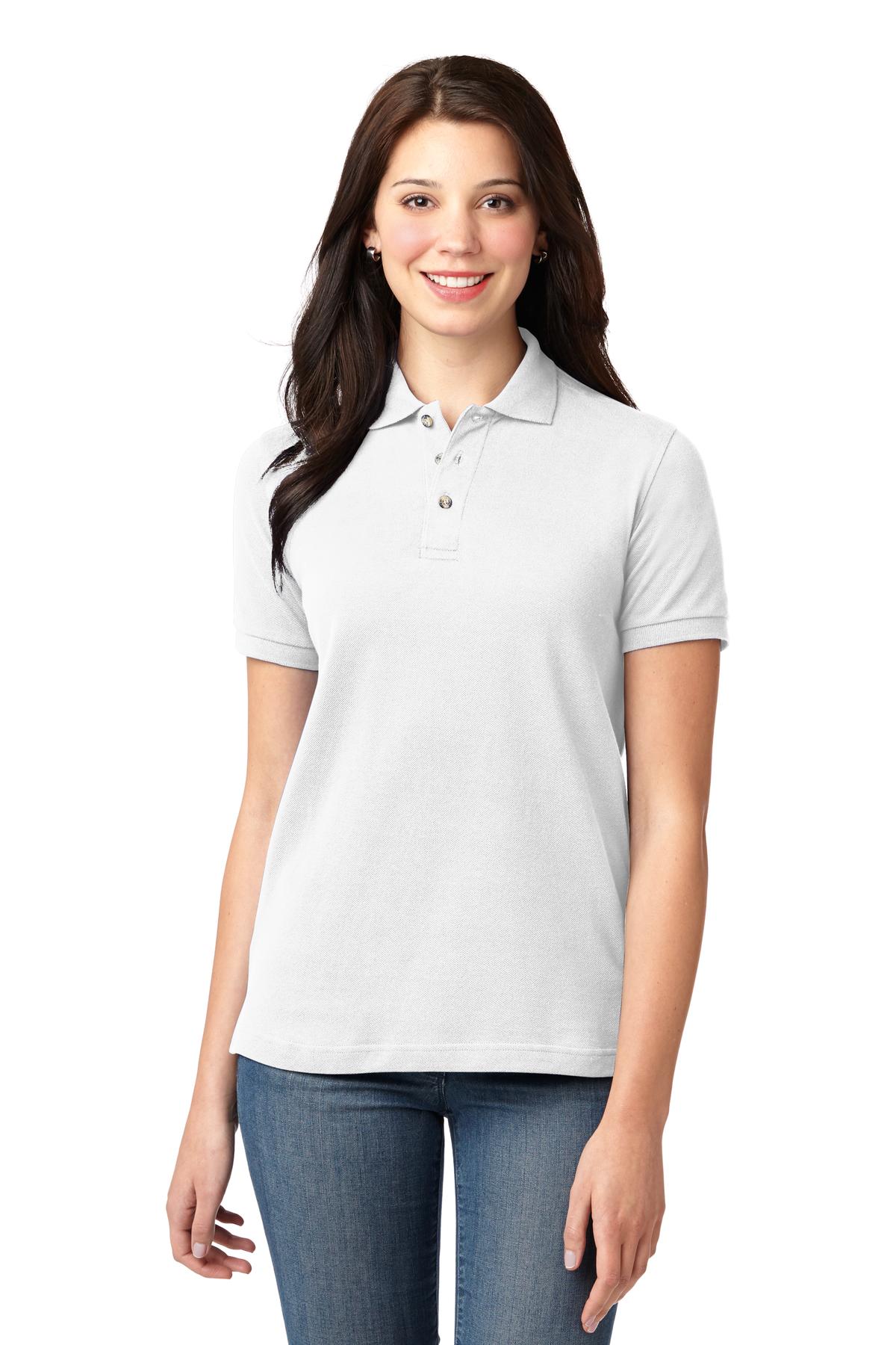 Port Authority Women's Heavyweight Cotton Pique Polo.  L420 White