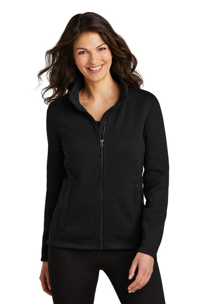 Port Authority Women's Arc Sweater Fleece Jacket L428 Deep Black