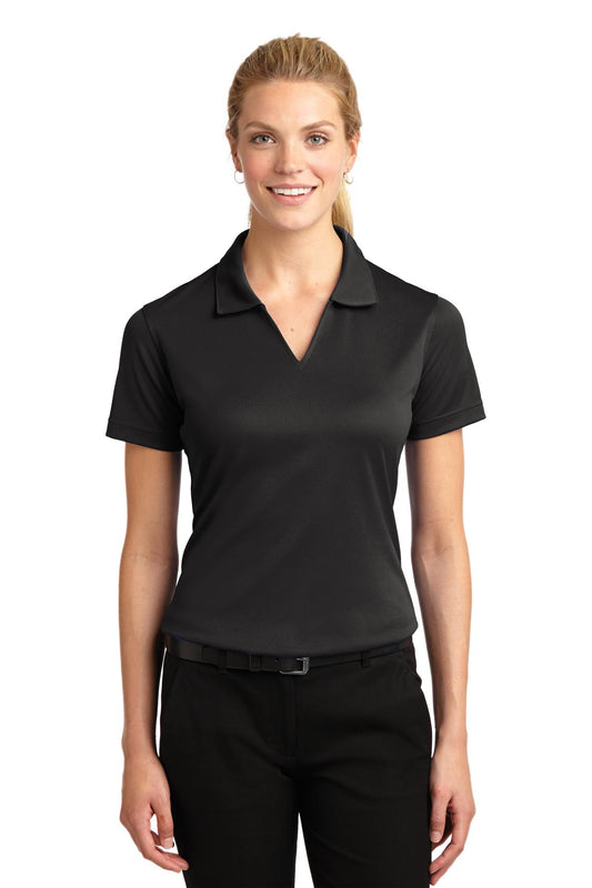 Sport-Tek Women's Dri-Mesh V-Neck Polo.  L469 Black