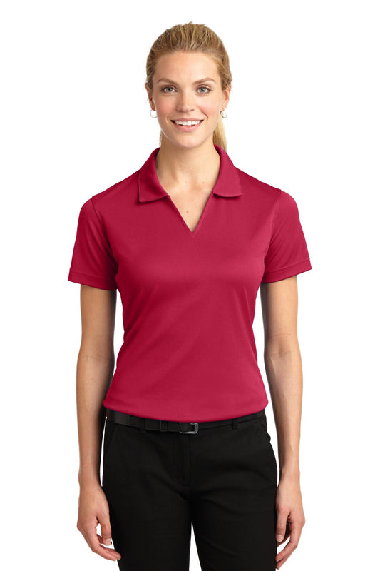 Sport-Tek Women's Dri-Mesh V-Neck Polo.  L469 Red