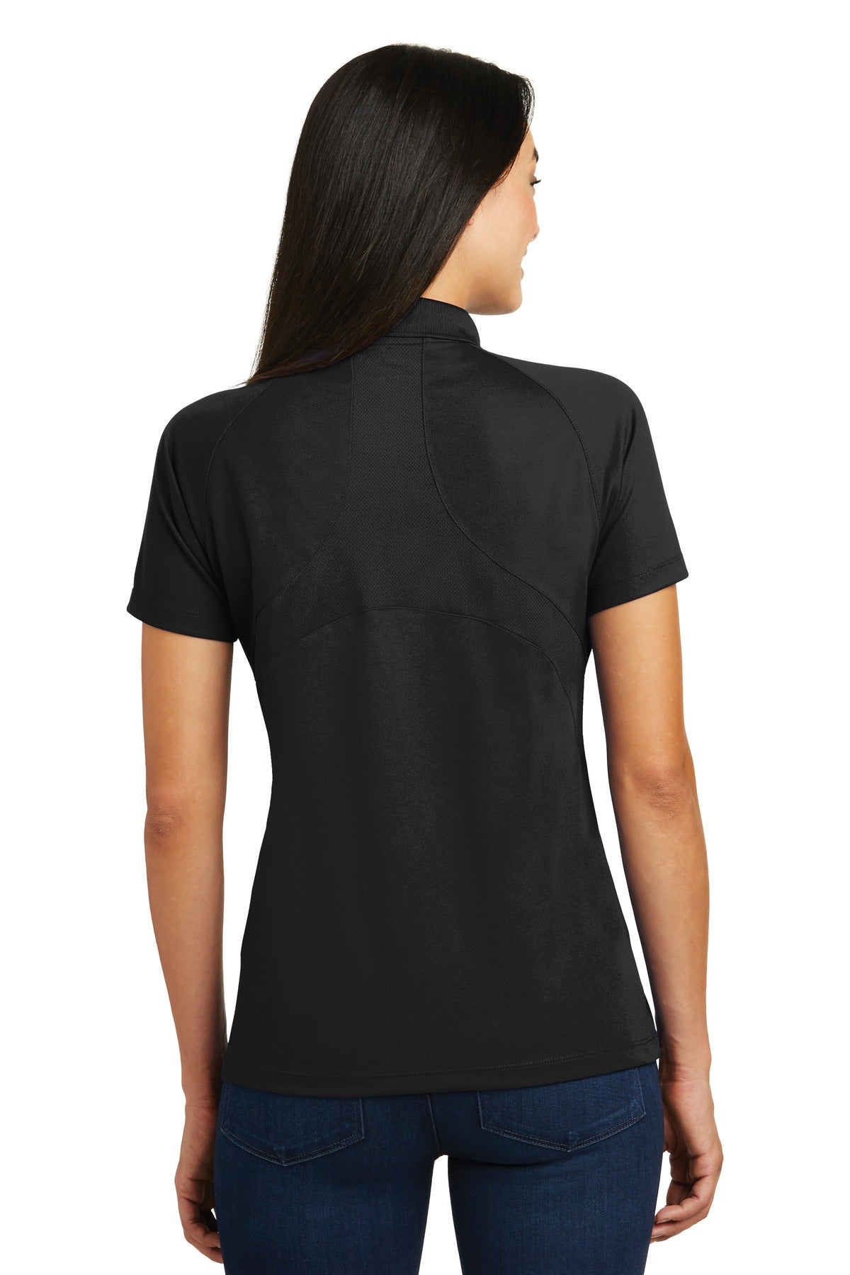 Sport-Tek Women's Dri-Mesh Pro Polo. L474 Black