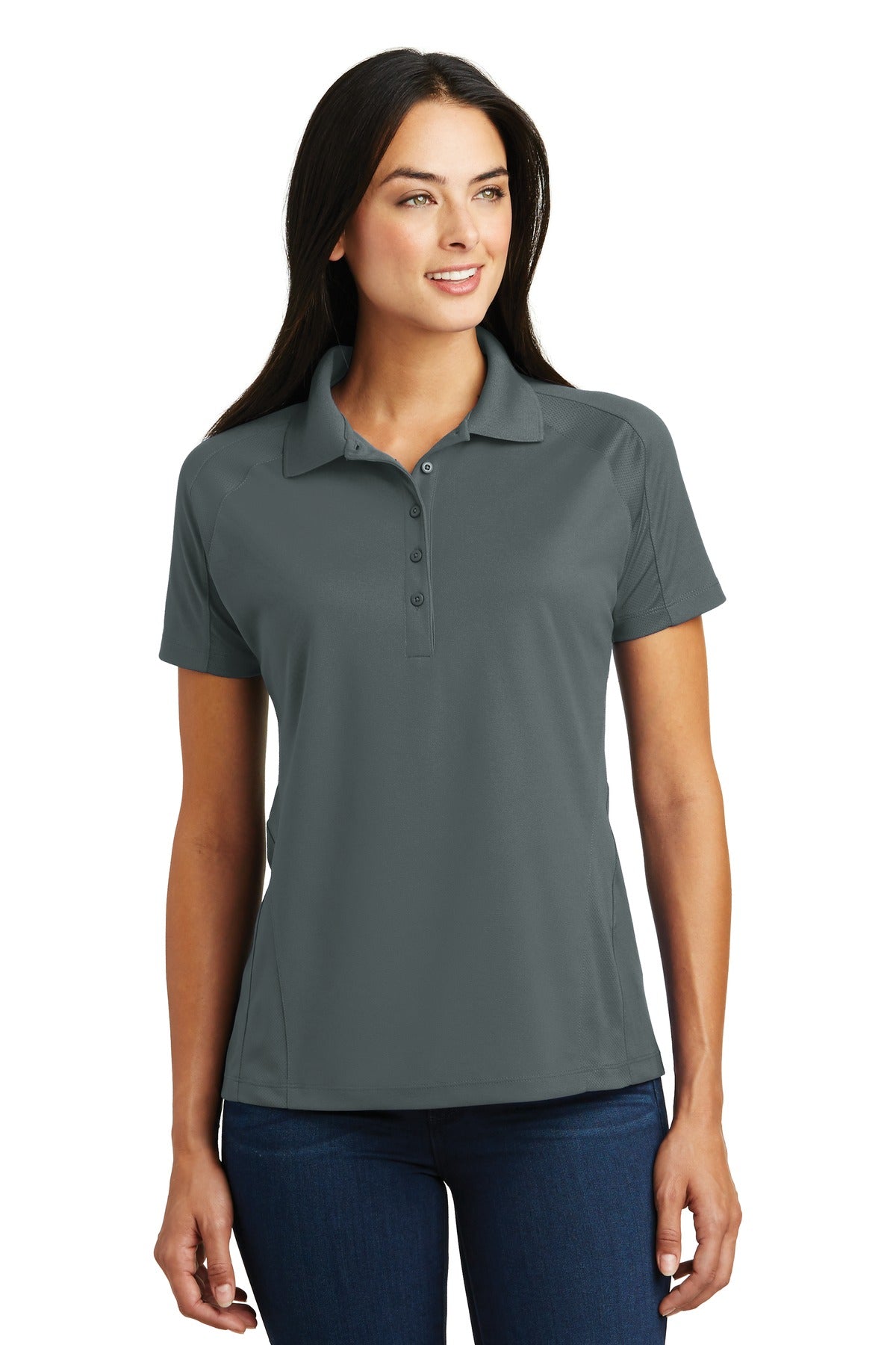Sport-Tek Women's Dri-Mesh Pro Polo. L474 Steel
