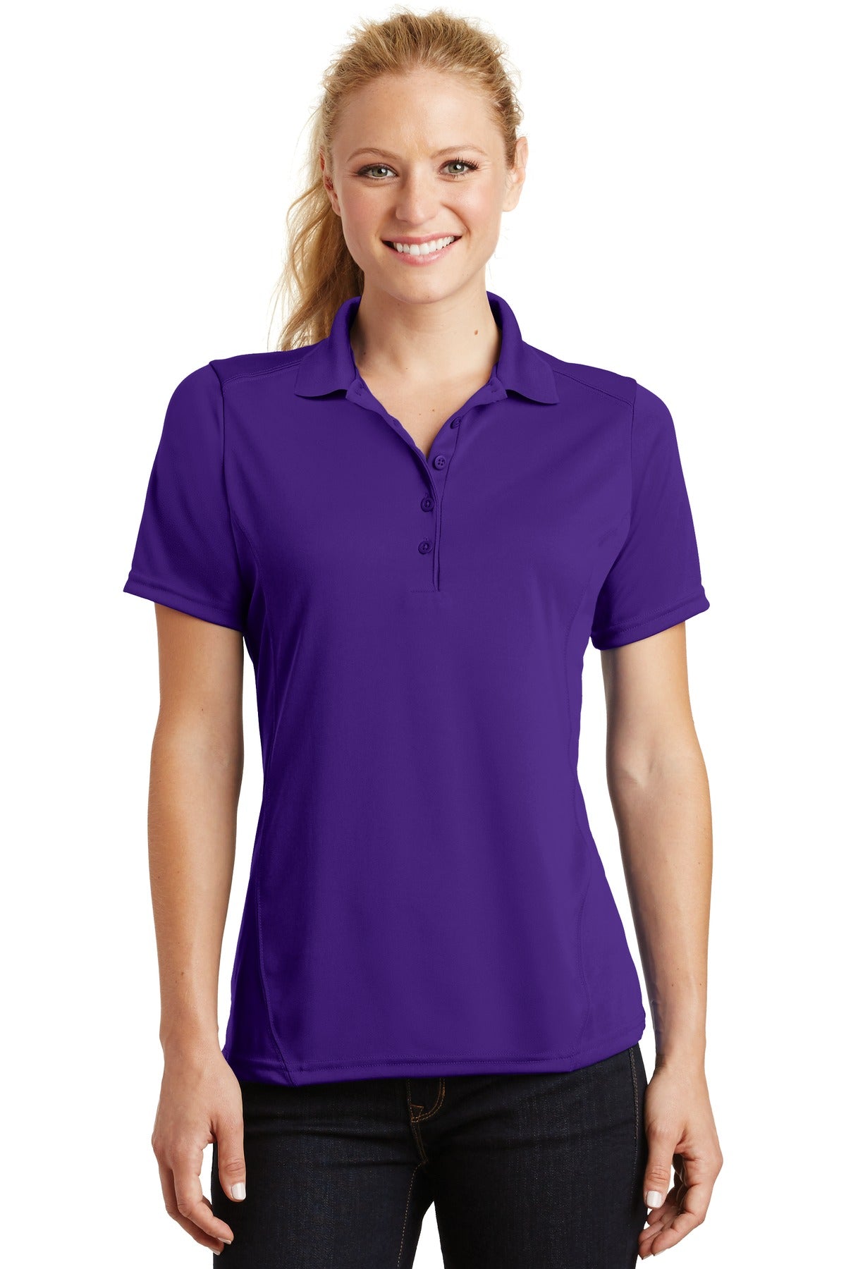 Sport-Tek Women's Dry Zone Raglan Accent Polo. L475 Purple