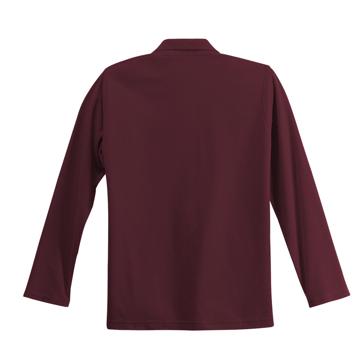 Port Authority Women's Silk Touch Long Sleeve Polo.  L500LS Burgundy