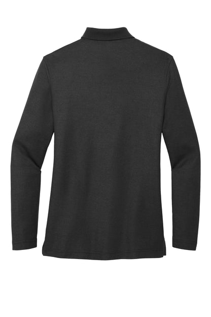 Port Authority Women's Silk Touch Long Sleeve Polo.  L500LS Black