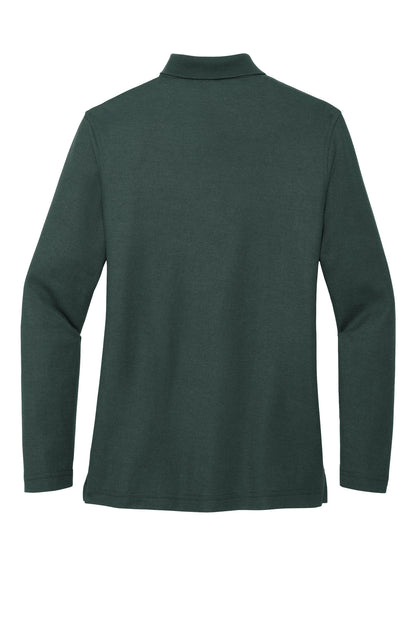 Port Authority Women's Silk Touch Long Sleeve Polo.  L500LS Dark Green