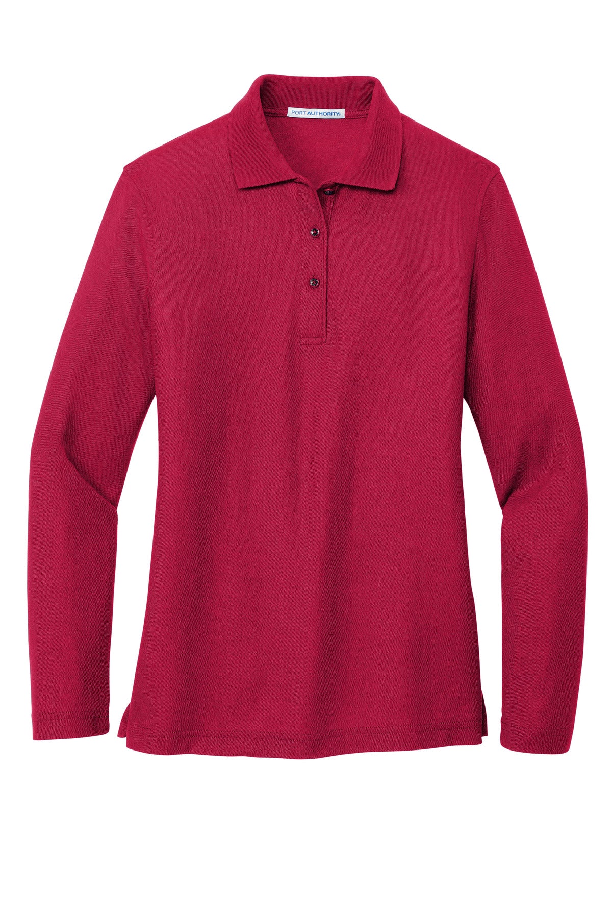 Port Authority Women's Silk Touch Long Sleeve Polo.  L500LS Red