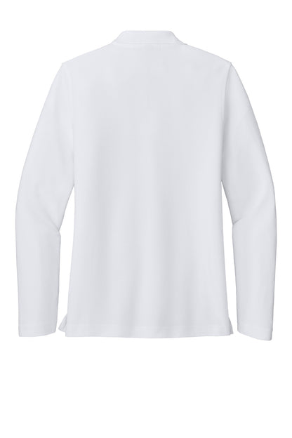 Port Authority Women's Silk Touch Long Sleeve Polo.  L500LS White