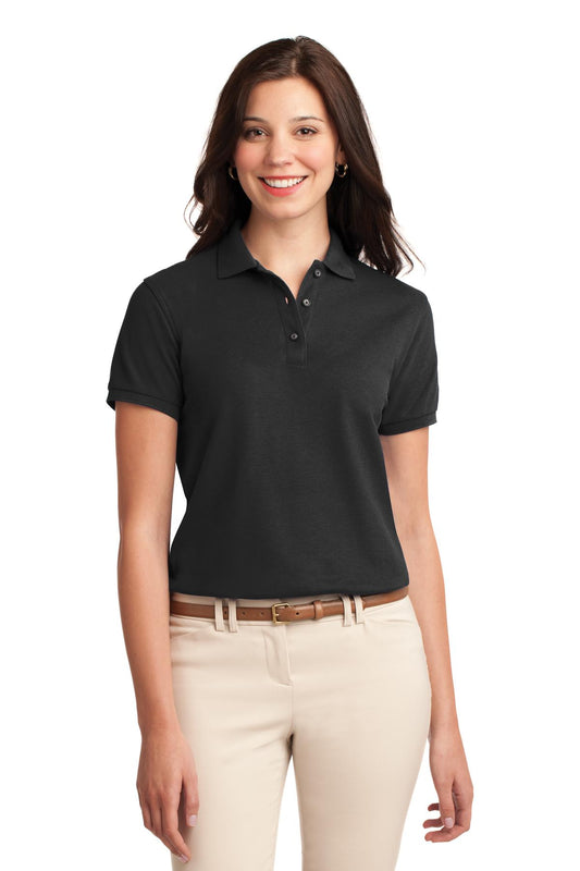 Port Authority Women's Silk Touch Polo.  L500 Black