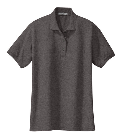 Port Authority Women's Silk Touch Polo.  L500 Charcoal Heather Grey