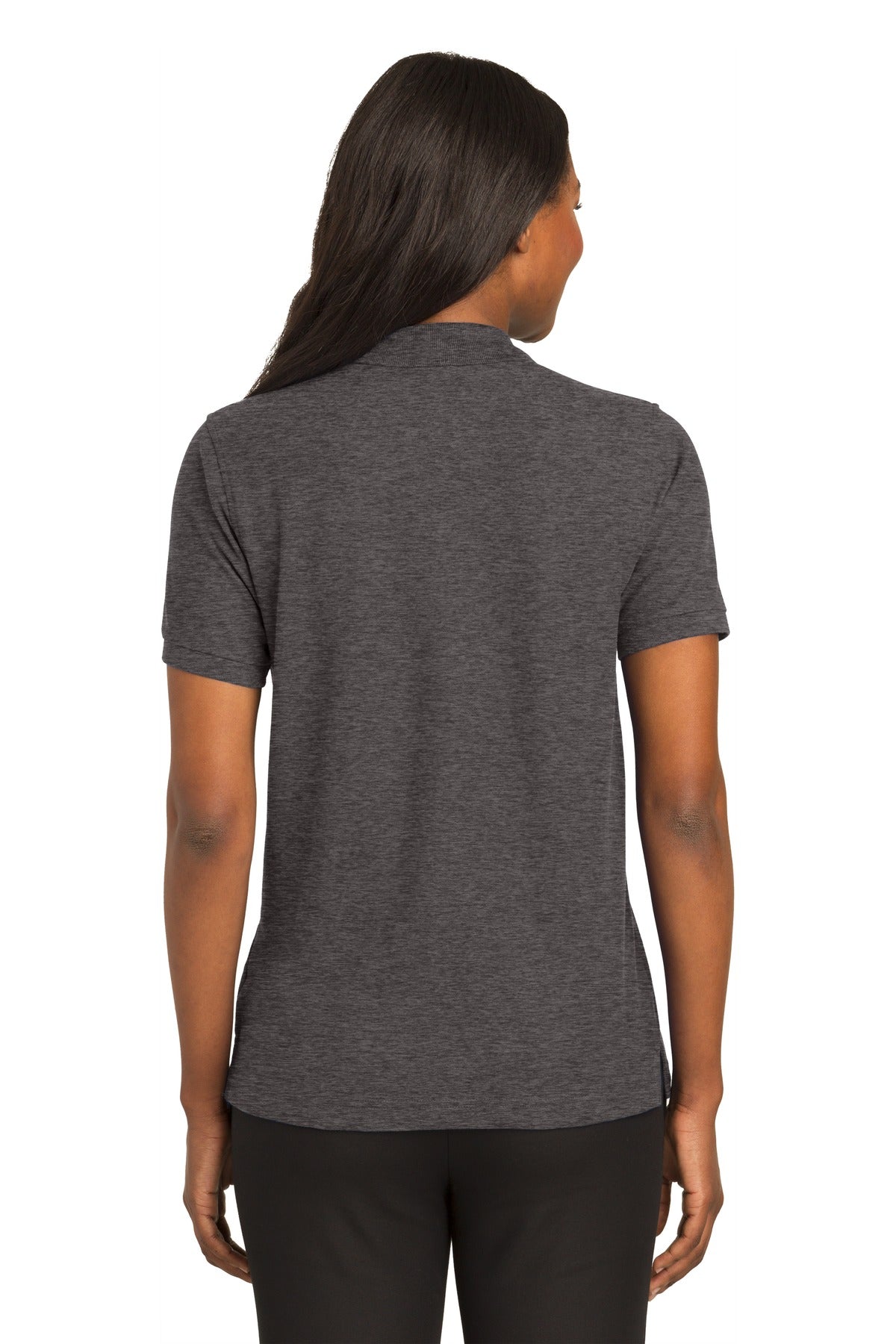 Port Authority Women's Silk Touch Polo.  L500 Charcoal Heather Grey