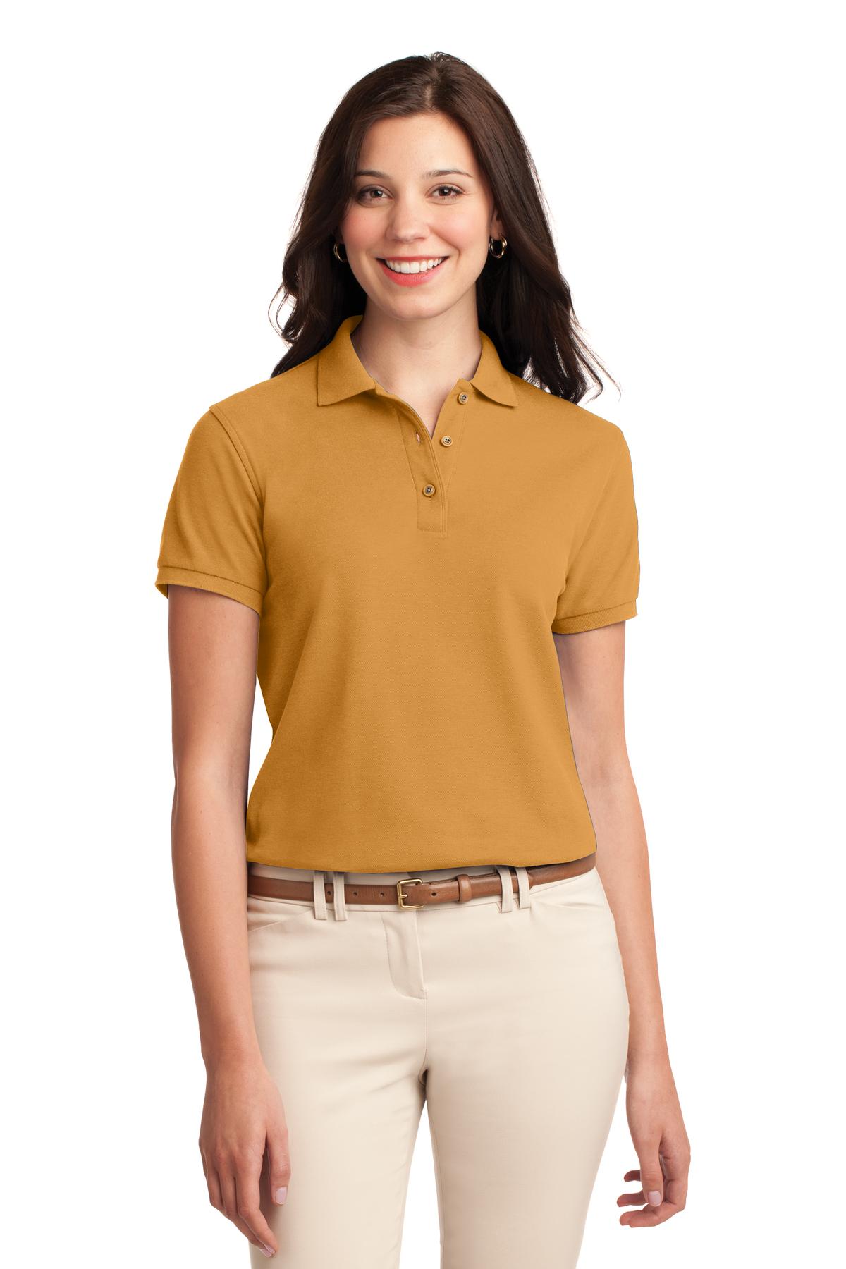 Port Authority Women's Silk Touch Polo.  L500 Gold