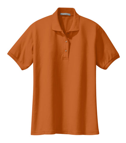 Port Authority Women's Silk Touch Polo.  L500 Texas Orange
