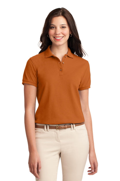 Port Authority Women's Silk Touch Polo.  L500 Texas Orange