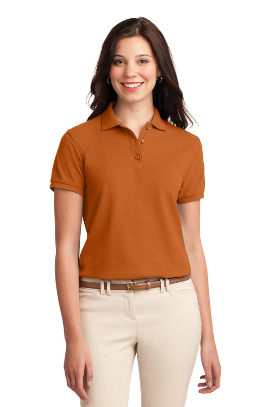 Port Authority Women's Silk Touch Polo.  L500 Texas Orange