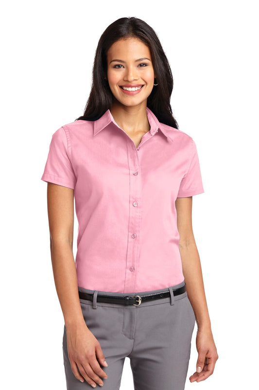 Port Authority Women's Short Sleeve Easy Care  Shirt.  L508 Light Pink