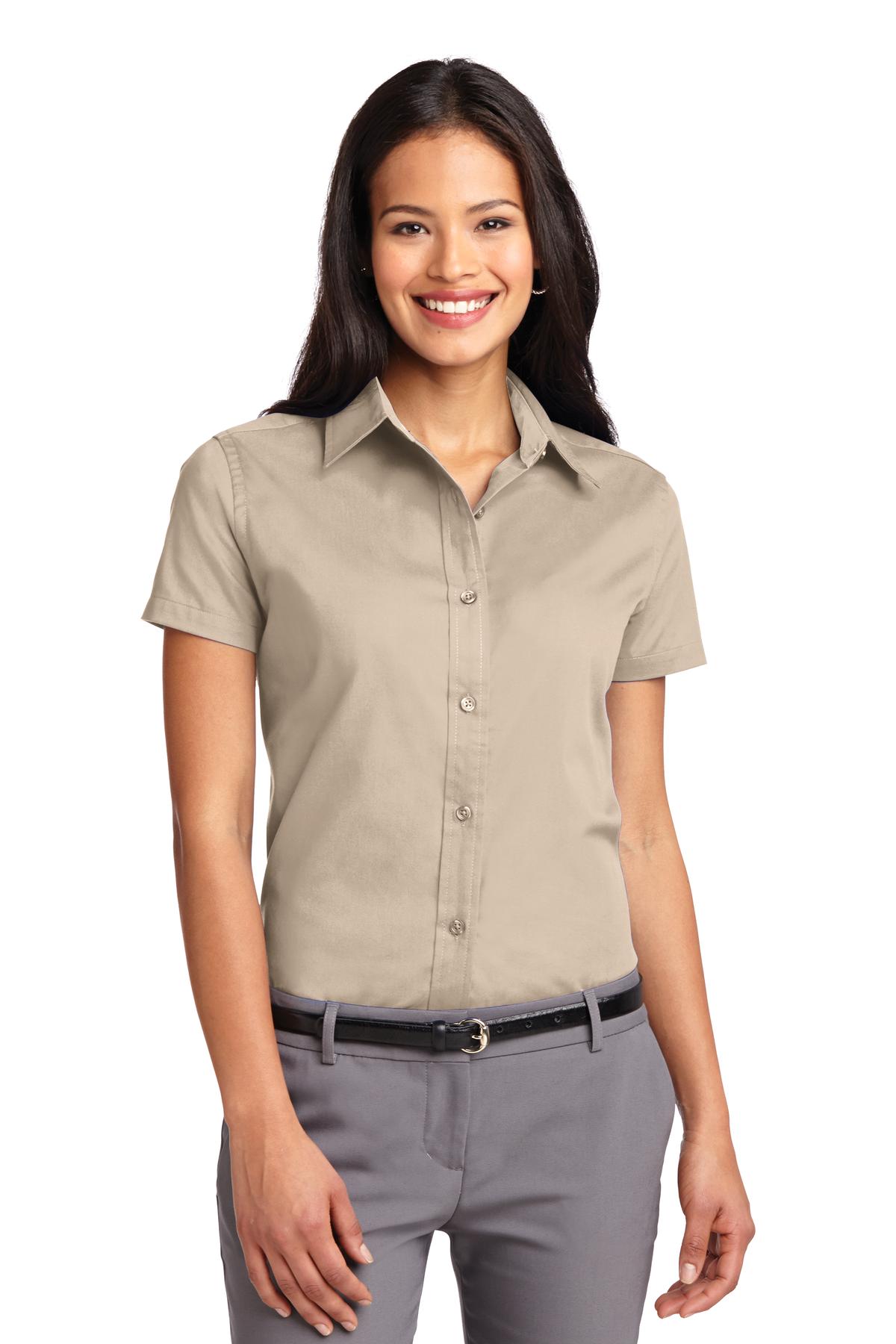 Port Authority Women's Short Sleeve Easy Care  Shirt.  L508 Stone