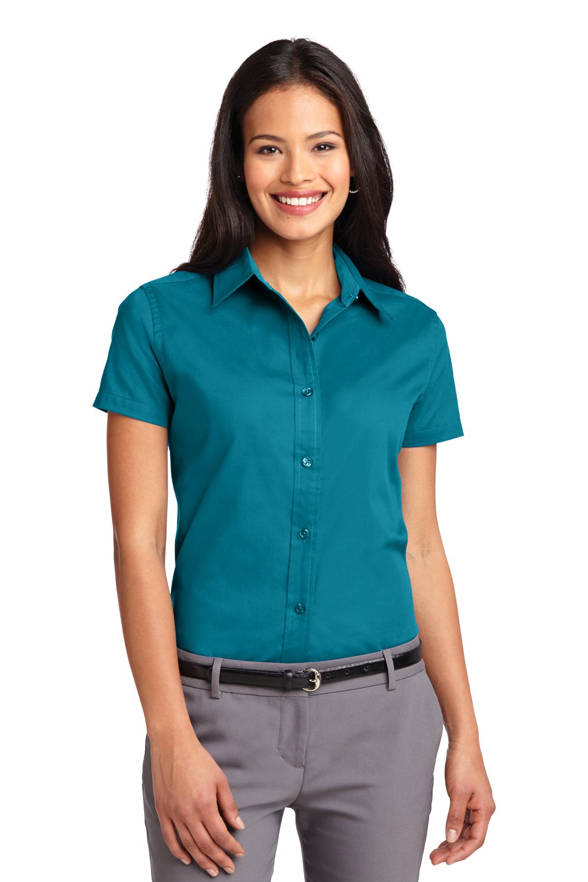 Port Authority Women's Short Sleeve Easy Care  Shirt.  L508 Teal Green